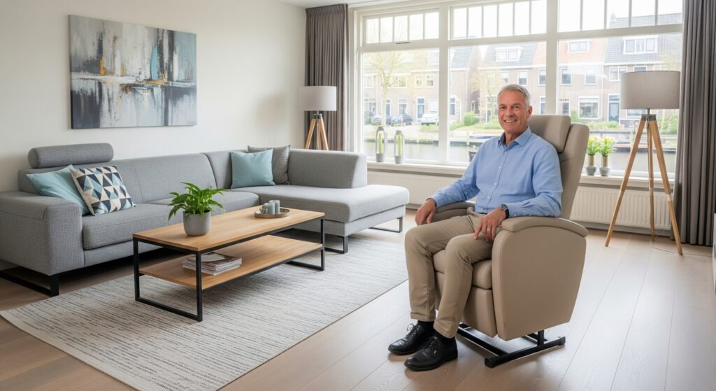 Ontspannen zitten in een sta op stoel