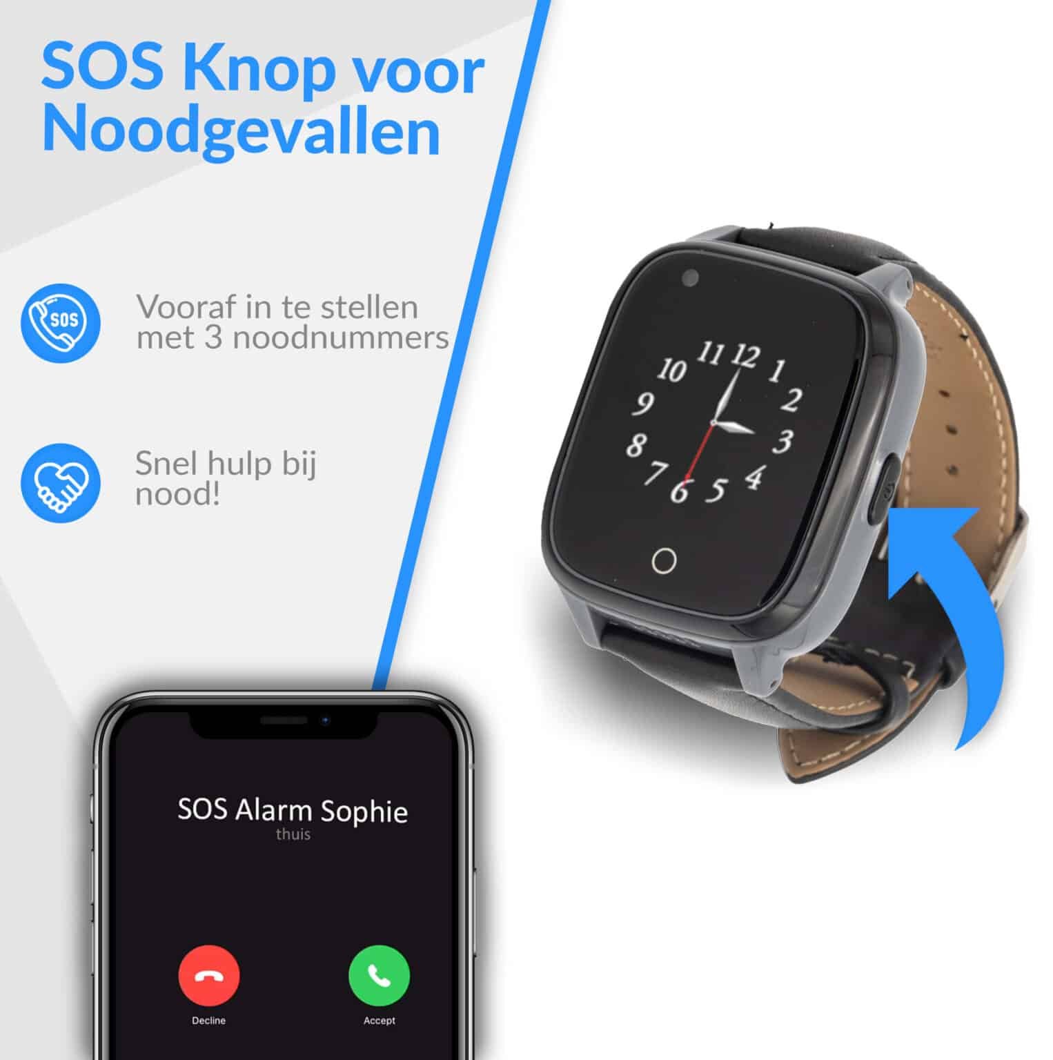 kuus s2 senioren alarm horloge met alarmknop