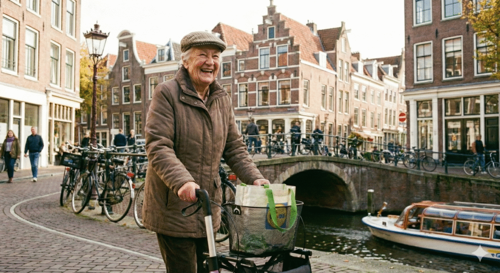 Vrouw met een rollator